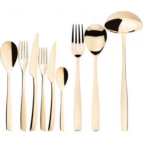 RIVIERA Champagne, Posate Set 75 Pz, Scatola Legno Wengè, Casa (1/2)