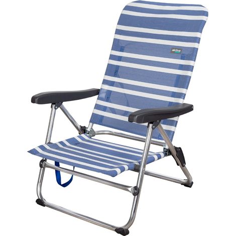 Aktive 62601 Chaise de plage bleu et gris confortable (1/5)