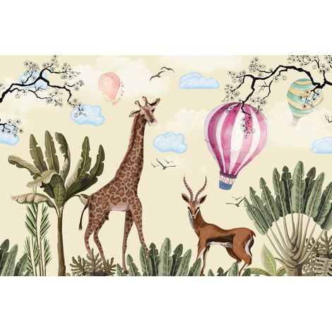 Papier peint Enfants - Animaux Montgolfière - 130 cm x 87 cm (1/2)