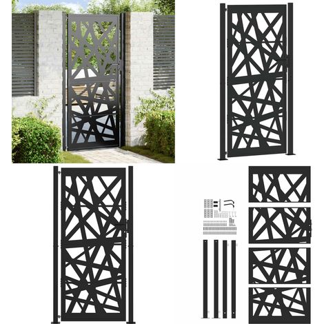 vidaXL Gartentor Schwarz 105x205 cm Stahl Lichtdesign (1/5)