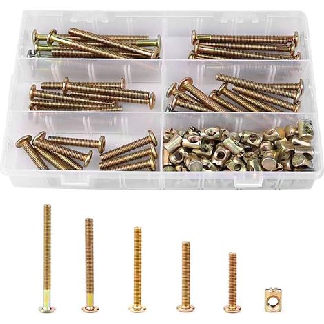 M6 meubles boulon écrou Kit 40, 50, 60, 70, 80 mm meubles boulon manchon intérieur de vis de grille hexagonale meubles (1/5)