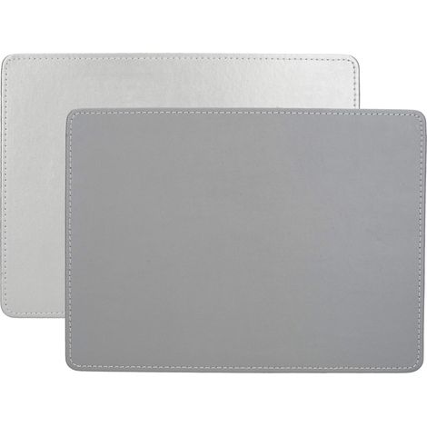 Lot de 4 Sets de Table rectangulaires argentés en Simili Cuir 29 x 21,5 cm C000268 (1/5)