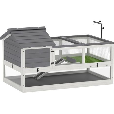 CHICFURN Casa per tartarughe in legno grigio 116 x 70,5 x 69,5 cm con tetto apribile (1/5)