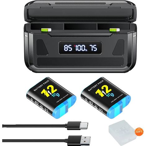 Kit de batería y cargador, capacidad de 2000 mAh, carga de múltiples baterías, 2 unidades y cargador. (1/2)