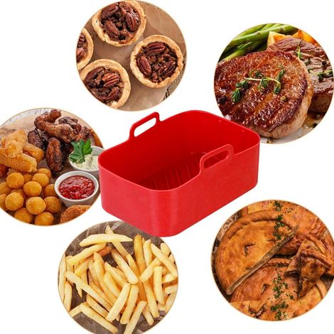2-teiliger Silikon-Heißluftfritteusen-Topf, kompatibel mit Foodi DZ201 8QT, wiederverwendbar, Silikonbeschichtung, Zubehör für Heißluftfritteusen (1/5)