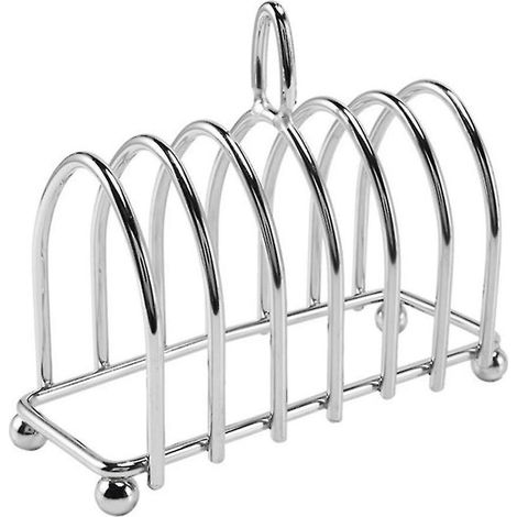 Porte-toast 6 tranches en acier inoxydable avec pieds sphériques et poignée de transport (1/5)