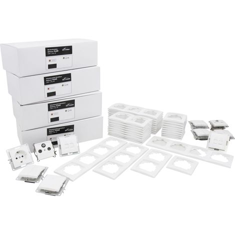 Ensemble de 100 interrupteurs et prises encastrés – 4 interrupteurs sériels, 50 prises de courant, 2 prises antenne – Blanc – Mc Power (1/4)