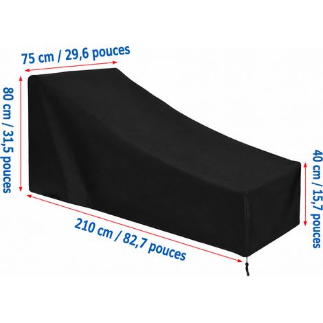 Housse transat jardin bâche chaise longue imperméable noir 420D un cordon de serrage au bas 210x75x80/40cm 350 kg – Livraison gratuite (1/5)