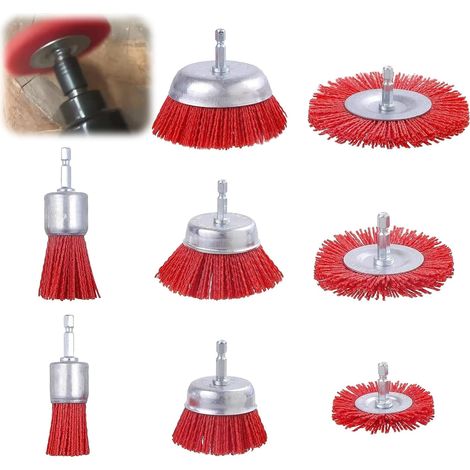 8 Pièces Brosses Abrasives en Fil de Nylon,Brosses de Nettoyage en nylon Brosse Nylon pour Perceuse Meuleuse D'angle,pour Enlever Rouille, Corrosion (1/5)