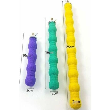 Set di 3 posatoi per pappagalli, posatoi in cemento, posatoi per uccelli, supporto per pappagalli - Colore casuale (1/3)