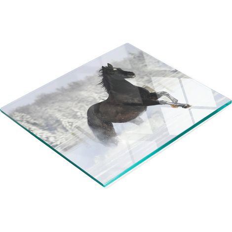 Tabla de cortar decorativa de cristal para cocina con estampado de caballo de nieve, 60x52 cm. (1/5)