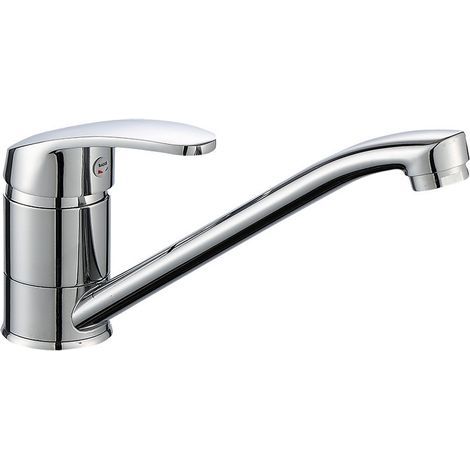 Grifo monomando de cocina Enowelir, giratorio 360°, conexión de agua fría y caliente, accesorios completos, latón, cromo, plata. (1/4)