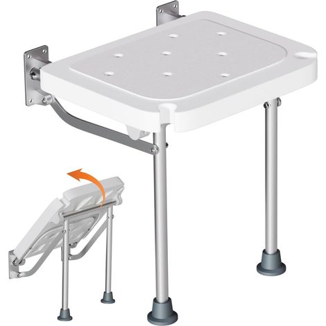 Jeffergarden – Siège de douche mural rabattable – Banc pliant antidérapant pour personnes âgées et femmes enceintes – Charge max 180 kg – Installation murale sécurisée