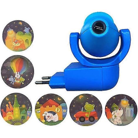 Sternen-, Mond- und Tierprojektor LED-Projektor mit 6 Bildern, Sensor, EU-Stecker, Nachtlicht für Kinderzimmer, Babyzimmerdekoration-Blue