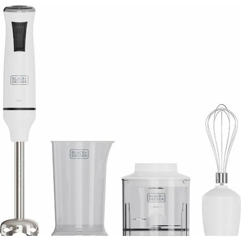 Black+decker BXHBA750E Frullatore ad Immersione 750W 20 Velocita' Funzione Turbo Lame Acciaio Inox BPA Free colore Bianco (1/3)