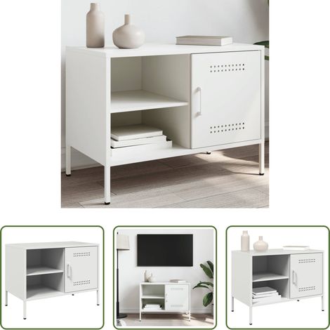 Stahl - TV-Schrank Weiß 68x39x50,5 cm Stahl (1/5)