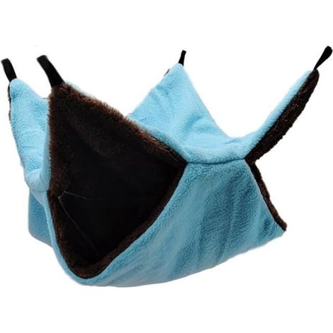 (Blue / 34X34CM)Hamac Double Épais en Peluche pour Rats, Lit Chaud, Maison de Hamster, Sac de Couchage Suspendu, Lits d'Arbre, Cage (1/4)