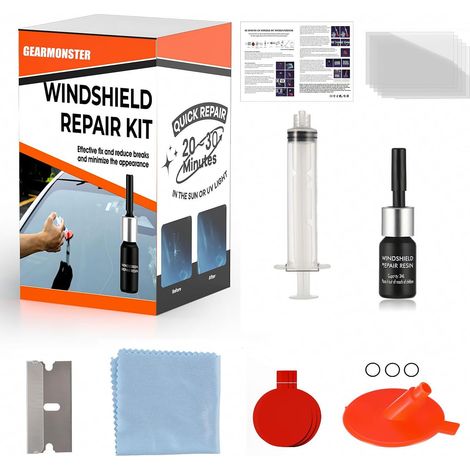 Windscreen Repair Kit Tool, Car Stone Chip Windscreen Glass Repair Liquid, Glass Repair Fluid, Repair Scratches, Cracks, Car Accessories, Windshield Repair Kit (1/5)