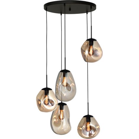 Lampe suspendue Vide Lava 5x verre doré - 2762-05-50-5-02-1110