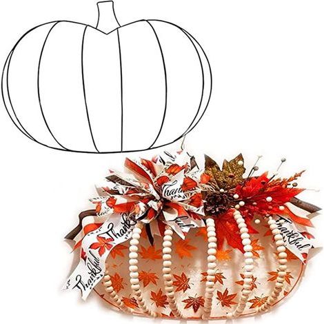 Kürbiskranz-Gestell – Edelstahl-Drahtform – Herbstliche Halloween-Dekoration – 29 x 25 x 6 cm – 1 Stück (1/5)
