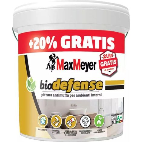 pittura antimuffa max meyer "biodefence" bianco 12 lt