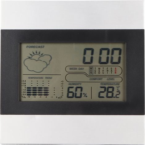Ej.Life Température de l'horloge météo numérique et humidité Affichage de l'alarme de coque en aluminium pour le bureau Utiliser la suspension murale (1/5)