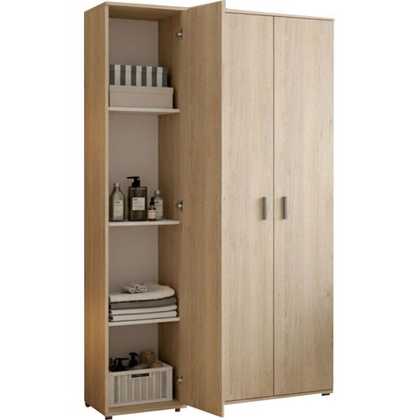 Armadio Multiuso Grande Casciano, 9 Ripiani, Modulabile, 3 Ante, 100x190h cm Marrone Rovere