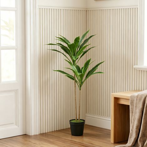 Arbre artificiel cordyline en pot 90 cm, 29 feuilles réalistes, plante PEVA, usage intérieur et extérieur (1/4)