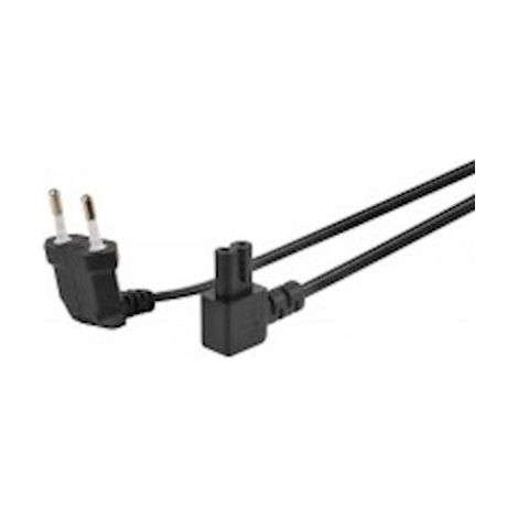 ERARD - Cordon électrique d'alimentation - 1 Fiche (2 P) M/1 Prise IEC C7 - coudées à 90° - encombrement réduit - 2 x 0.75 mm² -