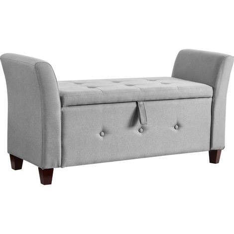 Seville Storage Ottoman Bench Bedding Blanket Box Hallway Bedroom Chest, Light-Grey-Linen