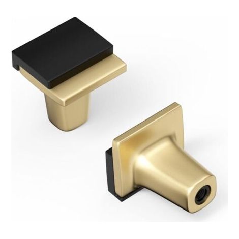 Lot de 2 poignées de placard noires et dorées, boutons de tiroir noirs, poignées de tiroir de cuisine, quincaillerie carrée en alliage de zinc pour portes, commodes de chambre à coucher (1/5)