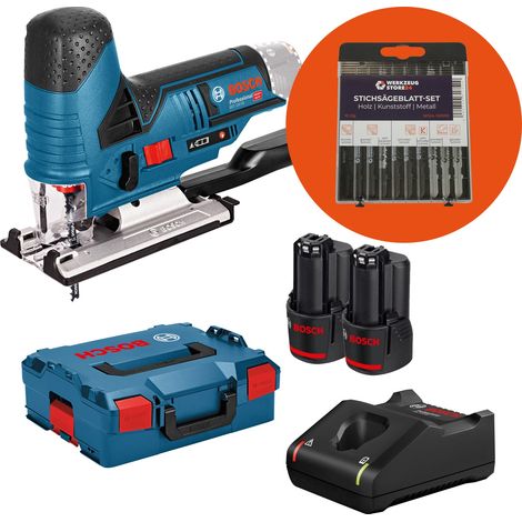 Scie sauteuse sans fil Bosch GST 12V-70 / 2x batterie 2,0 Ah + chargeur + boîte de lames de scie sauteuse WS24 10pcs. bois/métal dans L-Boxx