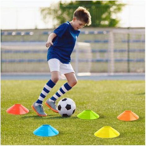 Plots de marquage football cônes 5 couleurs, entraînement délimitation sport sangle fixe (1/5)