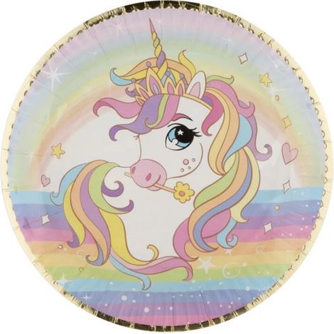 Platos de papel con un unicornio - 23 cm, 6 unidades - Grafix