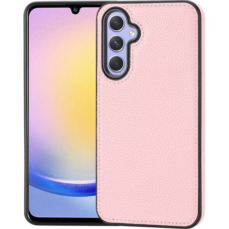 Custodia in pelle per Samsung Galaxy A25 5G, custodia in pelle Lychee, rosa + vetro 9H (1/5)