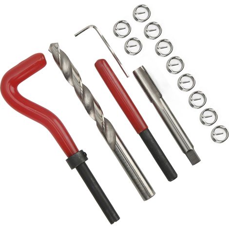 Kit de Réparation de Filetage 15 pièces M10x1,0x13,5mm, Foret Métal et Taraud, Inserts Filetés, Outil d'Installation pour Vis (1/5)