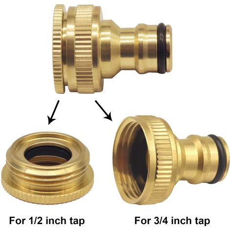 2 Pièces Connecteur de Robinet en Laiton Jardin, 1/2 Pouce et 3/4 Pouce 2-en-1 Adaptateur Femelle à Fente (1/5)