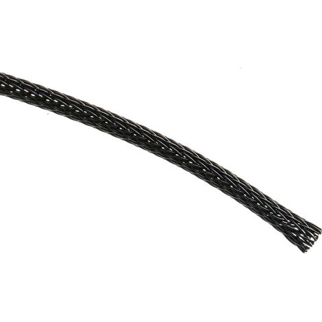 Gaine Tressée 3mm RS PRO, Noir en PET, 30m ( Prix pour Bobine de 30 Mètres )