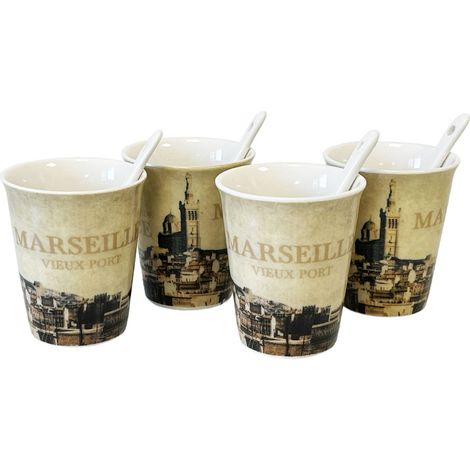 Coffret de 4 Gobelets Expresso en céramique Marseille (1/2)