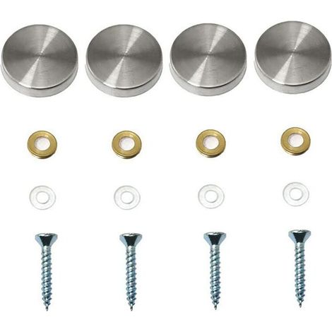 Lot de 4 vis décoratives pour miroir, capuchons décoratifs pour clous, vis décoratives en acier inoxydable poli pour miroirs, armoires ou meubles en verre(0,79"/20 mm)
