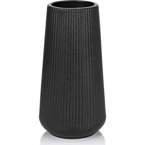Vase en céramique noir, petit vase mignon pour fleurs d'herbes de la pampa, idéal pour la maison, le salon, une table ou une étagère. (1/4)