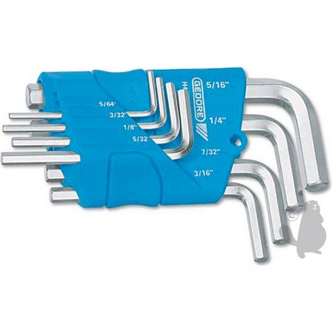 Set di chiavi maschio angolate Gedore con dimensioni in pollici: 5/64 - 3/32 - 1/8 - 5/32 - 3/16 - 7/32 - 1/4 - 5/16