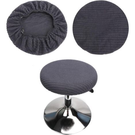 (Gris) Lot de 2 housses de tabouret rond, housses de tabouret de bar rond, lavables et faciles d'entretien, douces et durables, adaptées aux tabourets de 35-42cm (1/4)