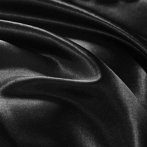 Taie d'oreiller de luxe en satin doux et soyeux noir avec fermeture éclair, format Queen UK/US, 51 x 76 x 2 cm (1/5)