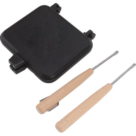 Doppelseitige Bratpfanne aus Aluminiumlegierung mit 2 abnehmbaren Holzgriffen für die heimische Küche und Restaurants (1/5)
