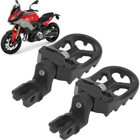 Set di pedane anteriori per moto in due pezzi, regolabili, di colore nero, per F900R e F900XR 2020-2022. (1/5)