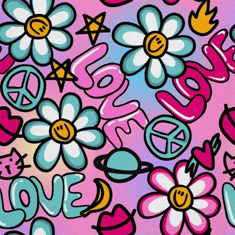 Telas decorativas para exteriores Oxford - motivo Flores de la Paz (1/5)