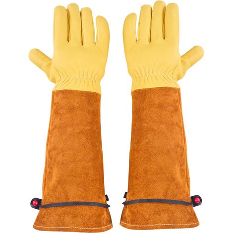 Gants de Gardinage Longs en Cuir Pour Homme et Femme, Résistants Aux Épines, Pour la Taille des Rosiers, Gants de Protection Pour le Jardinage et le Travail du Bois, Taille L (1/5)