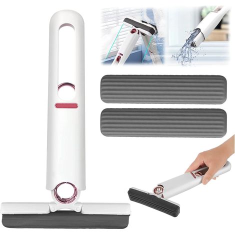 Ensemble de 4 mini-serpillères - portables, auto-essoreuses, nettoyage mains libres pour la salle de bain, la cuisine, la voiture et les vitres (1/5)