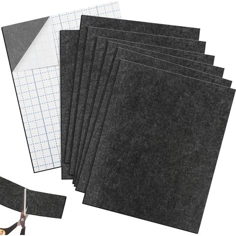 Lot de 8 Feutrine Autocollante - 5 mm Patins Antidérapants pour Meubles et Chaises - 20 x 16 cm avec Quadrillage pour Découpe Personnalisée - Protection Sols Gris Foncé (1/5)